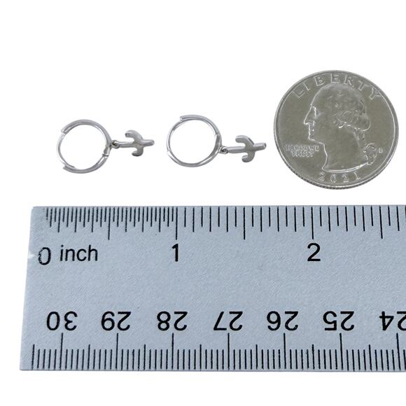 Estate Sterling Silver 925 Cactus Charm Hoop Earrings - Picture 7 of 8